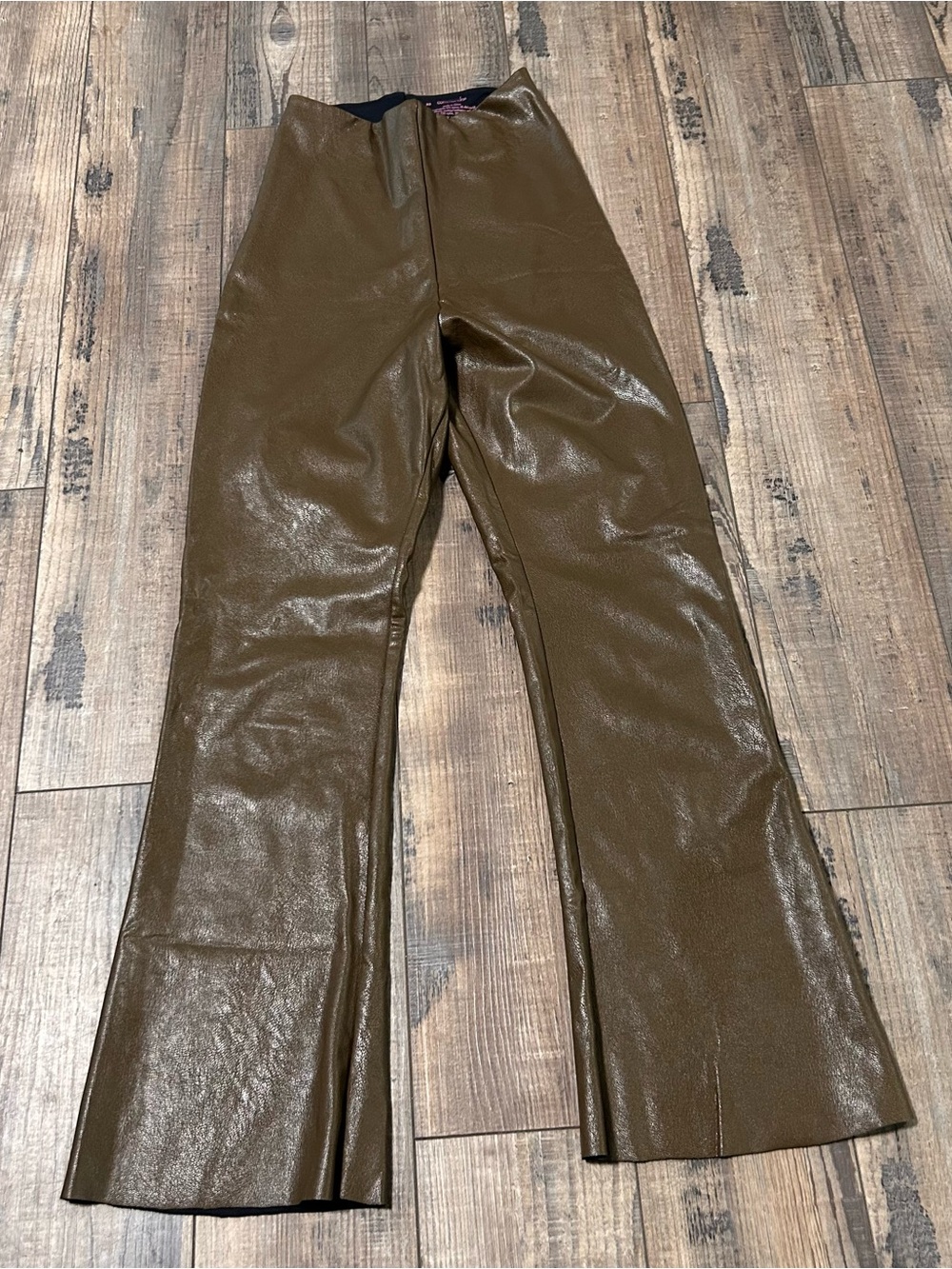 Commando Leggings Womens XS Brown Cocoa Faux Leather Cropped Flare Pants